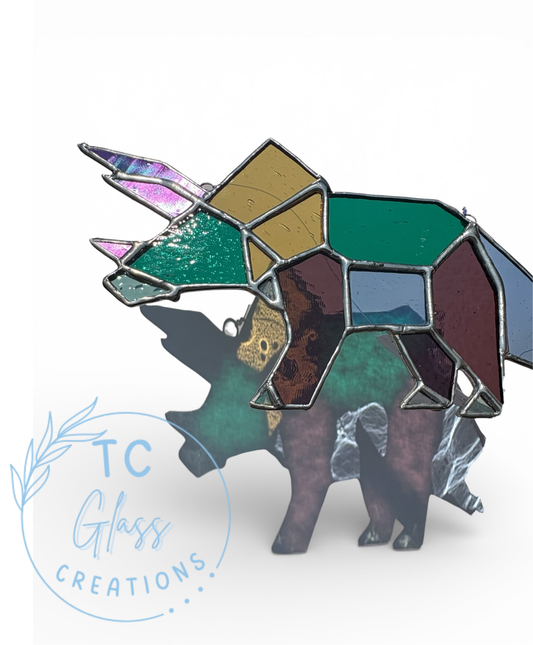 Triceratops stained glass