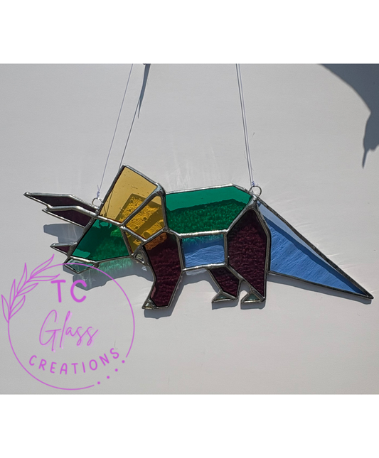 Triceratops stained glass