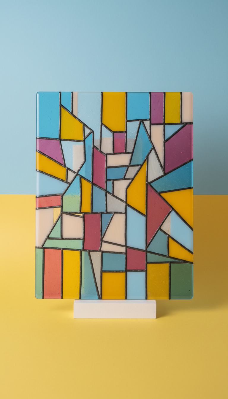 Fused Glass Wall Panel With Vivid Contrasts